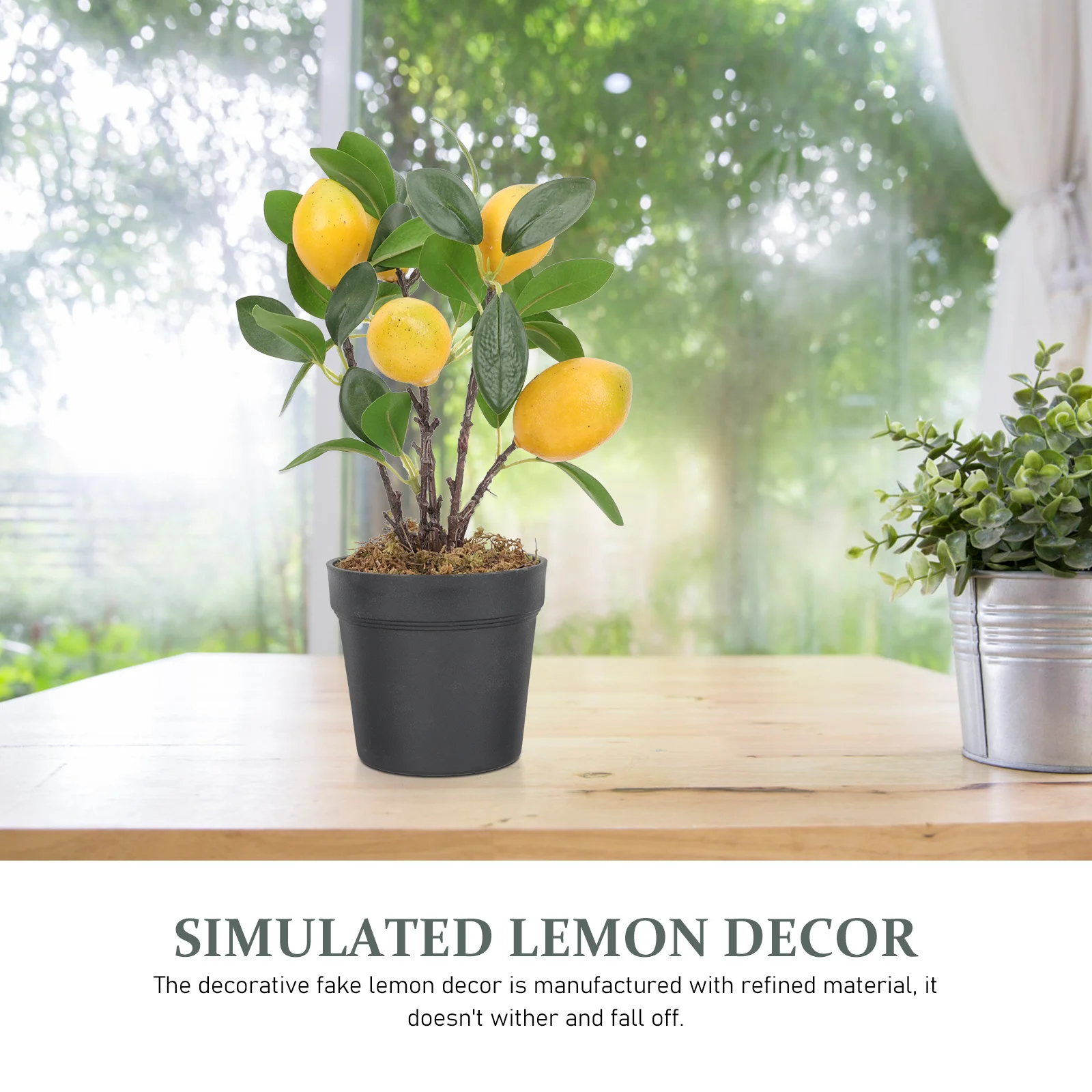 

Simulated Lemon Potted Bonsai Decor Premium Artificial Green Fake Lemon Tree for Home Kitchen Office Party Desktop Decoration