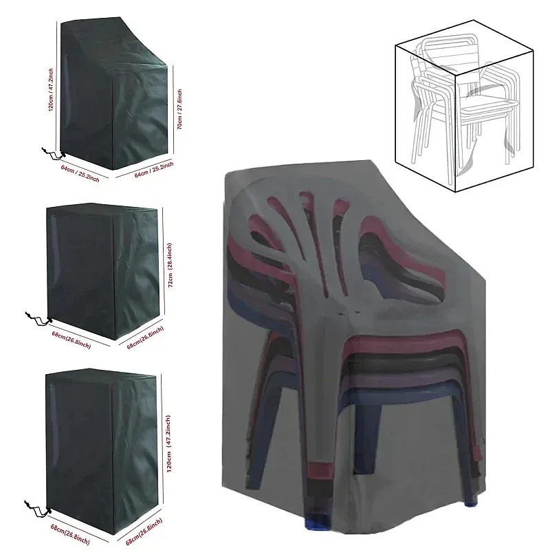 

1PC Stacked Chair Dust Cover Storage Bag Outdoor Garden Furniture Protector Waterproof Dustproof Heavy Duty Chair Organizer
