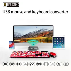 Tastatur Maus USB Bluetooth 5,0 Konverter von kabel gebundenen zu drahtlosen Adapter Unterstützung 8 Geräte für Tablet,Laptop,PC, Handy, USB-Hub