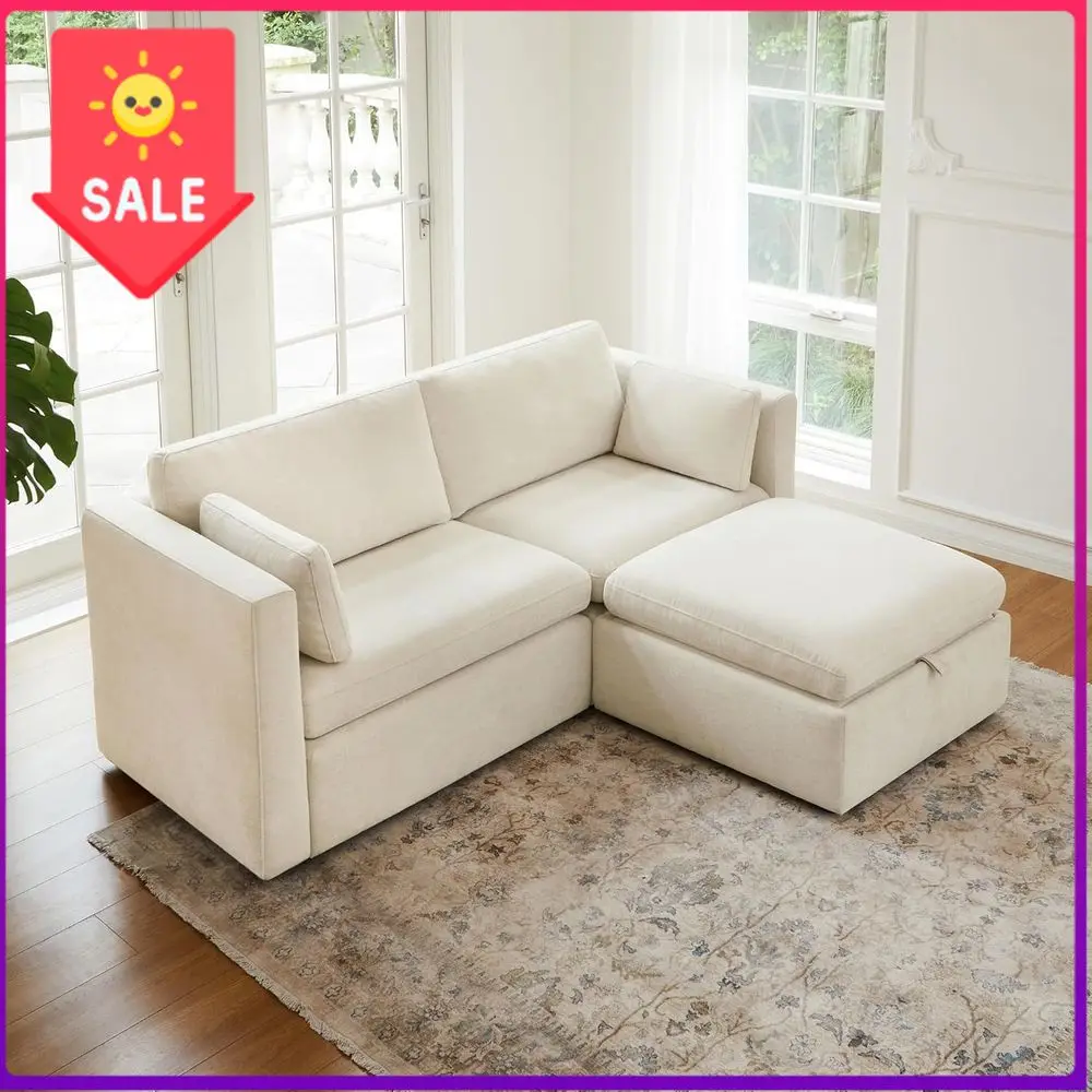 

Сертифицированный бестселлер: Угловой диван L-образной формы с откидным шезлонгом, ширина 78 дюймов, 3-местный секционный диван для небольших помещений, льняная обивка