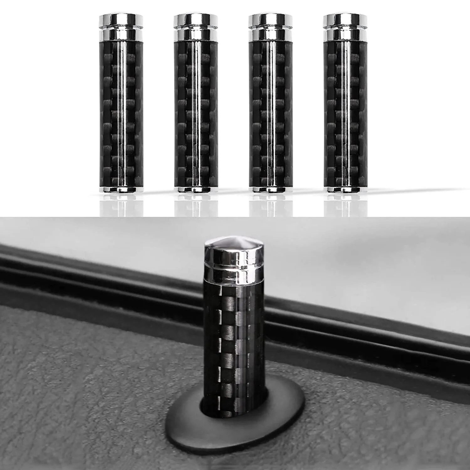 8Pcs Universal Car Door Lock Knob Carbon Fiber Lock Knob Pin Door Lock Pin Truck Door Lock Door Latch