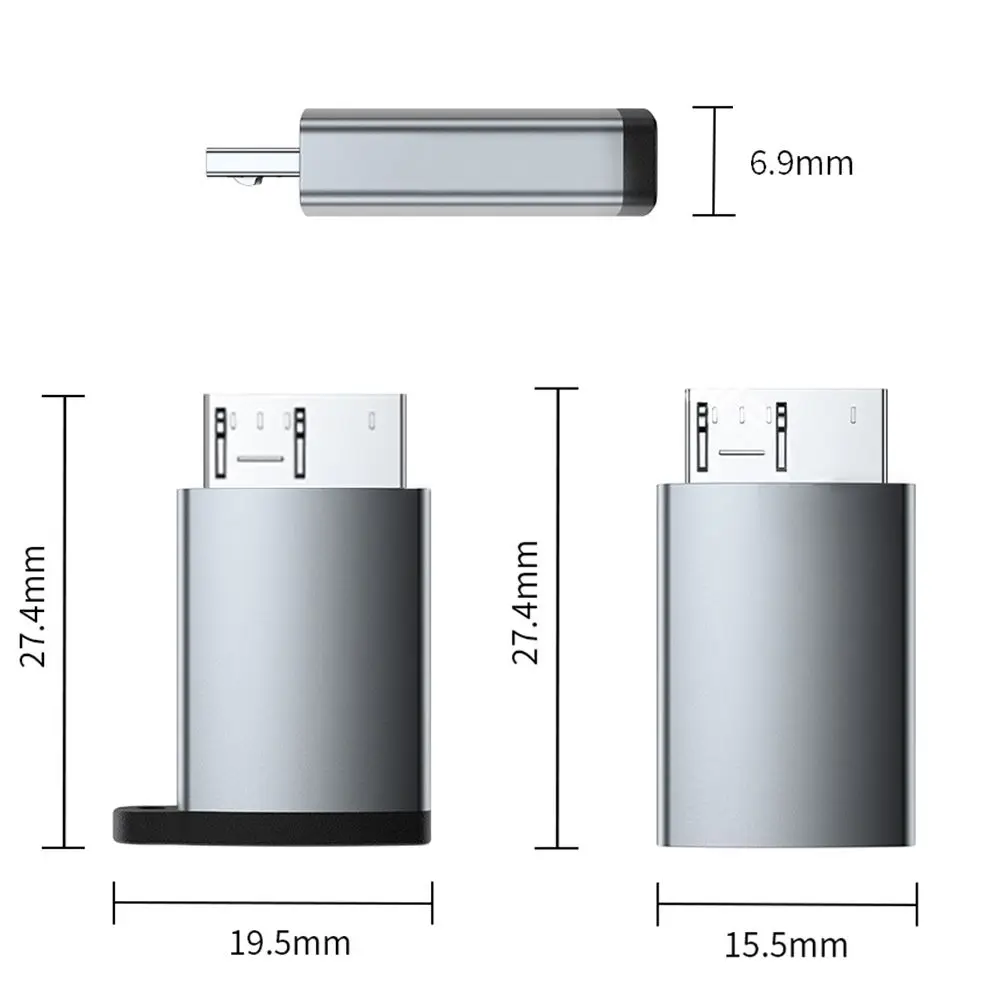 سبائك الألومنيوم المحمول القرص الصلب HDD USB C إلى USB 3.0 مايكرو B محول أنثى إلى ذكر نوع-C OTG محول لسامسونج Note3 S5