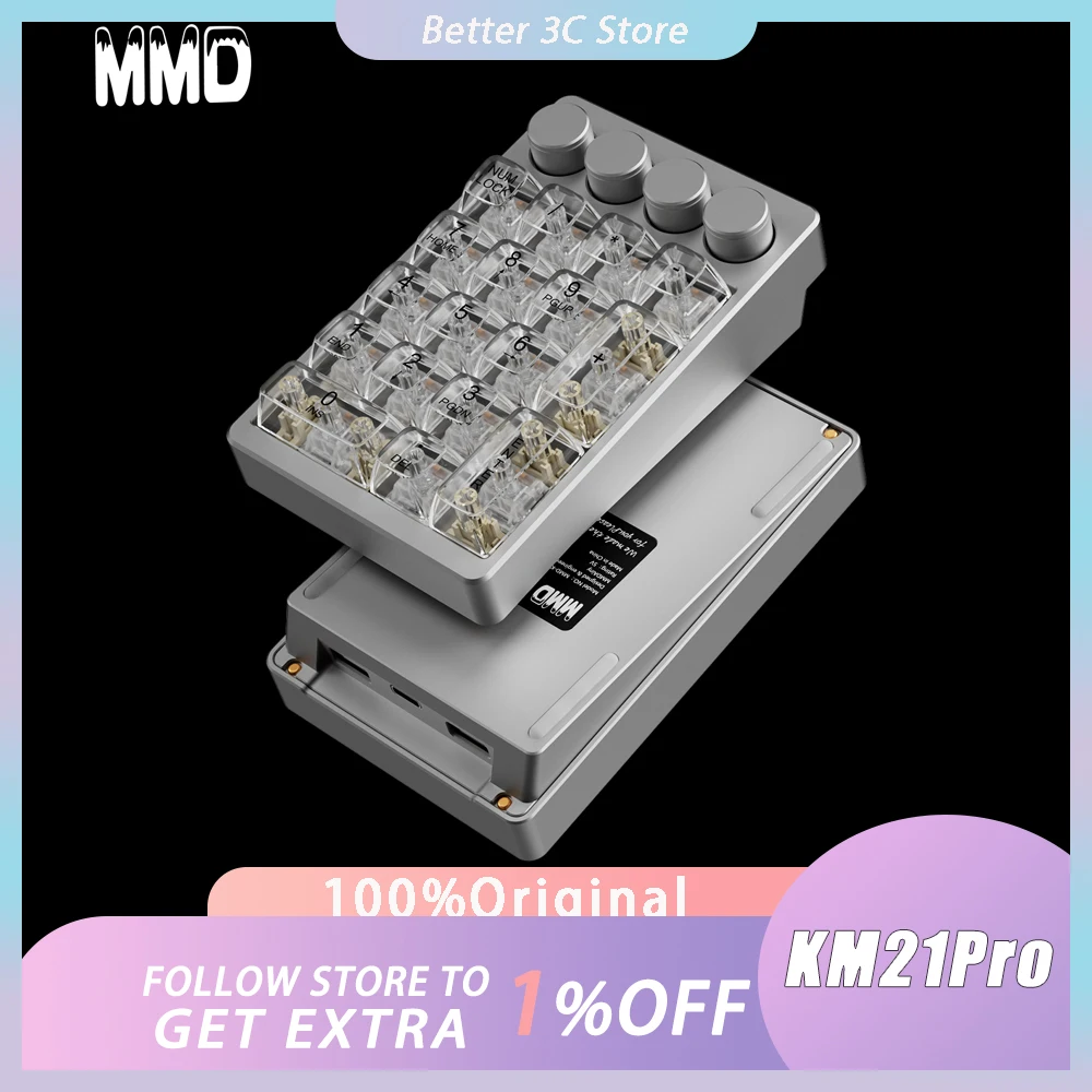 

MMD KM21Pro Mechanical Keyboard Aluminium Alloy Wired Numeric Keyboard 21 Keys Customized Mini Keypad For Designer Programmer