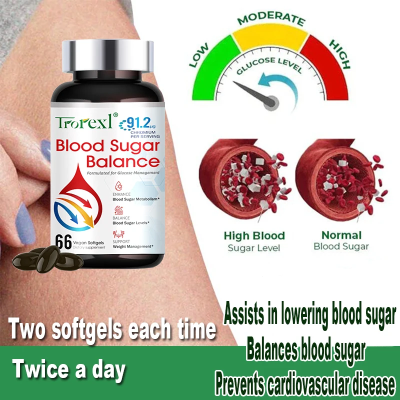 Blood Sugar Support for Maintain Glucose Metabolism, Blood Sugar Normal Levels, Chromium Capsules