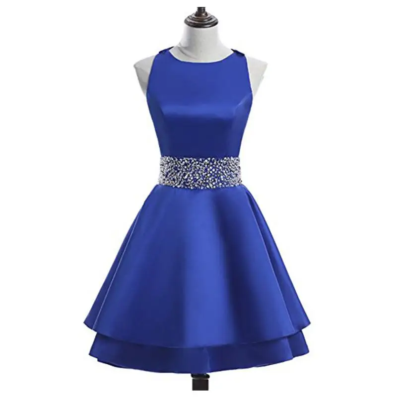 Cetim curto beading fora do ombro na altura do joelho vestidos de dama de honra festa de casamento à noite baile de formatura cocktail aniversário
