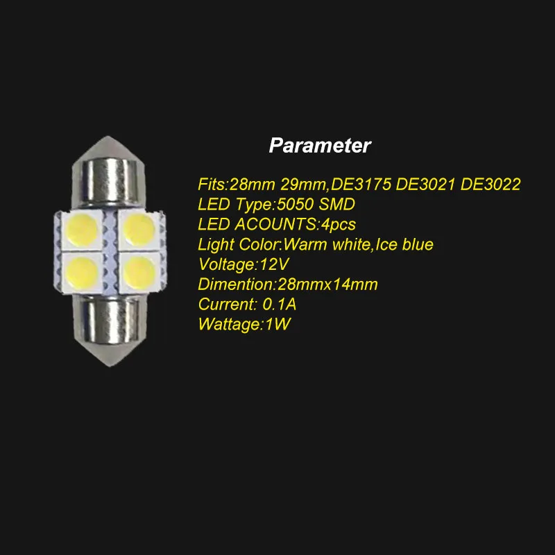 10 Buah Bola Lampu LED DE3021 DE3022 28Mm 29Mm Bola Lampu Festoon Lampu Mobil Interior Dome Map Membaca Pelindung Matahari Lampu Cermin Rias