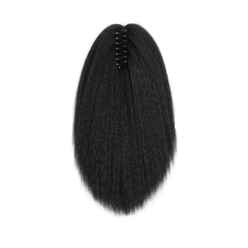 12-дюймовый кудрявый хвостик для наращивания волос, синтетический зажим для когтей, черный хвост яки