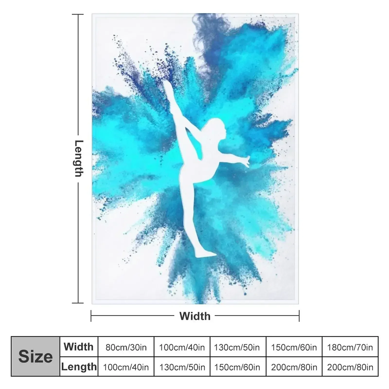 Gymnast Silhouette - Blue Explosion Throw Blanket couch cozy soft plush fuzzy picnic outdoor blanket