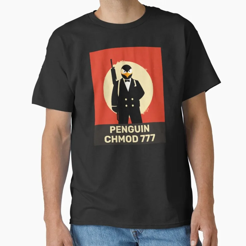 

Penguin chmod 777 Funny Ubuntu Linux software engineer gift T-shirt for developer large size Adult Tops S-6XL mens clothing