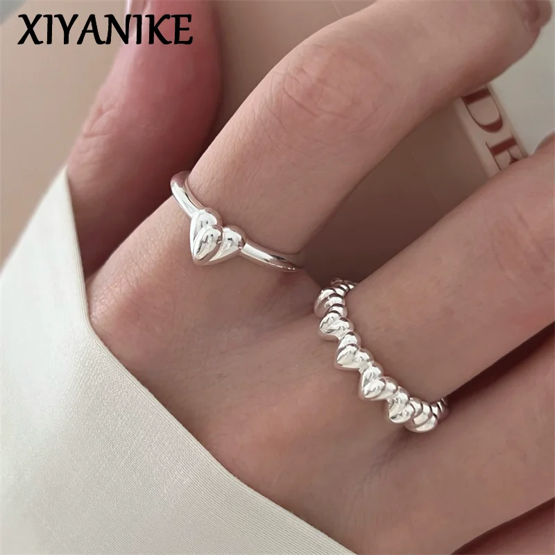 

XIYANIKE Sweet Love Heart Adjustable Opening Finger Rings For Women Korean Fashion New Jewelry Gift Party Daily кольца