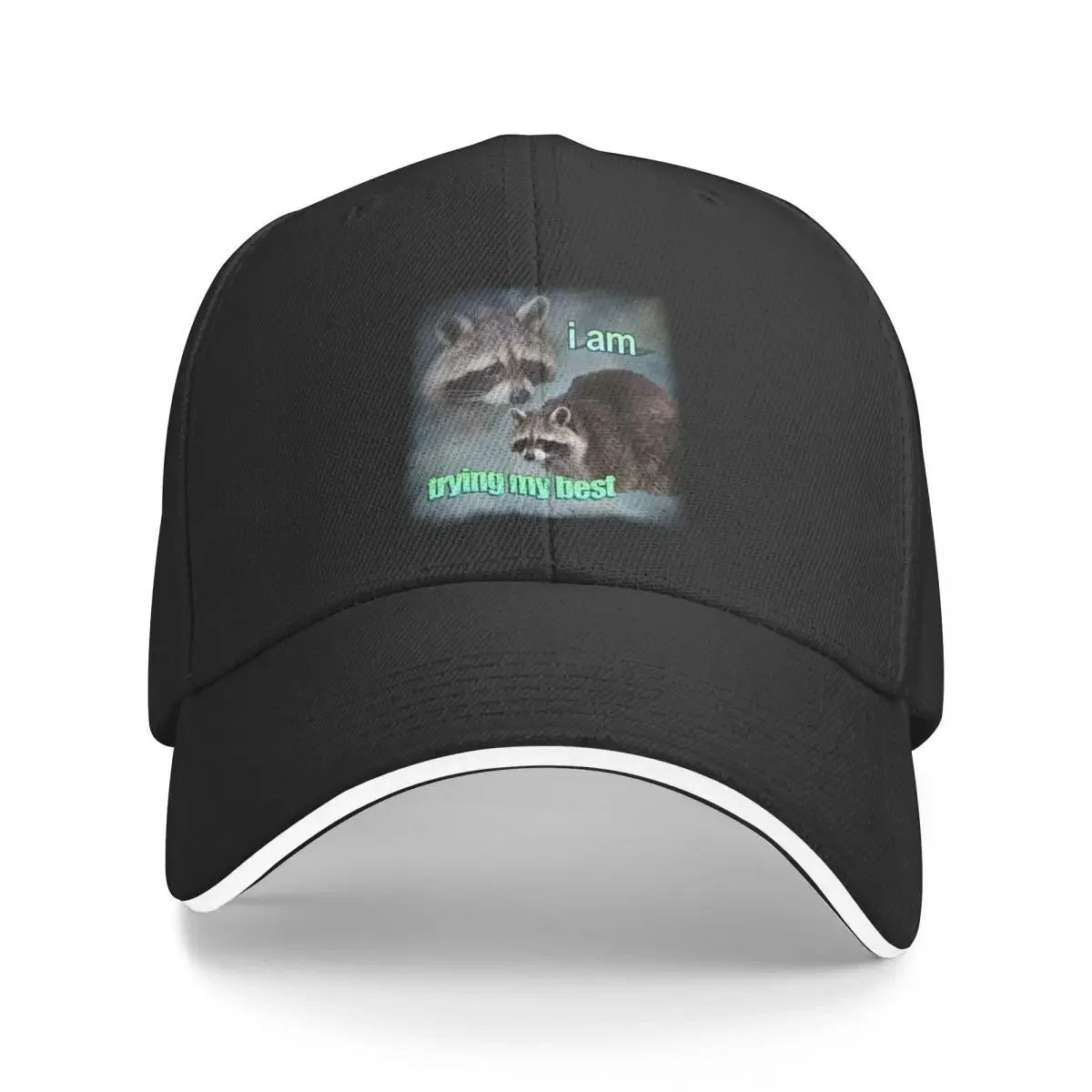 

I am trying my best raccoon word art meme Baseball Cap Sunscreen funny hat Trucker Cap Mens Tennis Women's