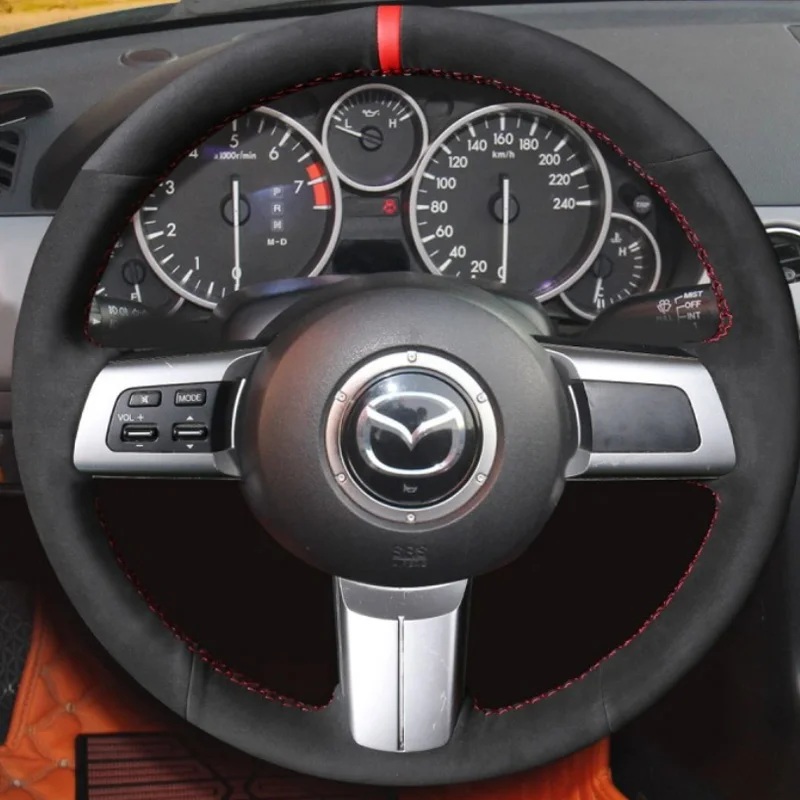 For Mazda MX-5 MX5 2006-2015 Mazda RX-8 RX8-2011 CX-7 CX7 2007-2009 Braid Car Steering Wheel Cover Leather Suede Car Interior image 3