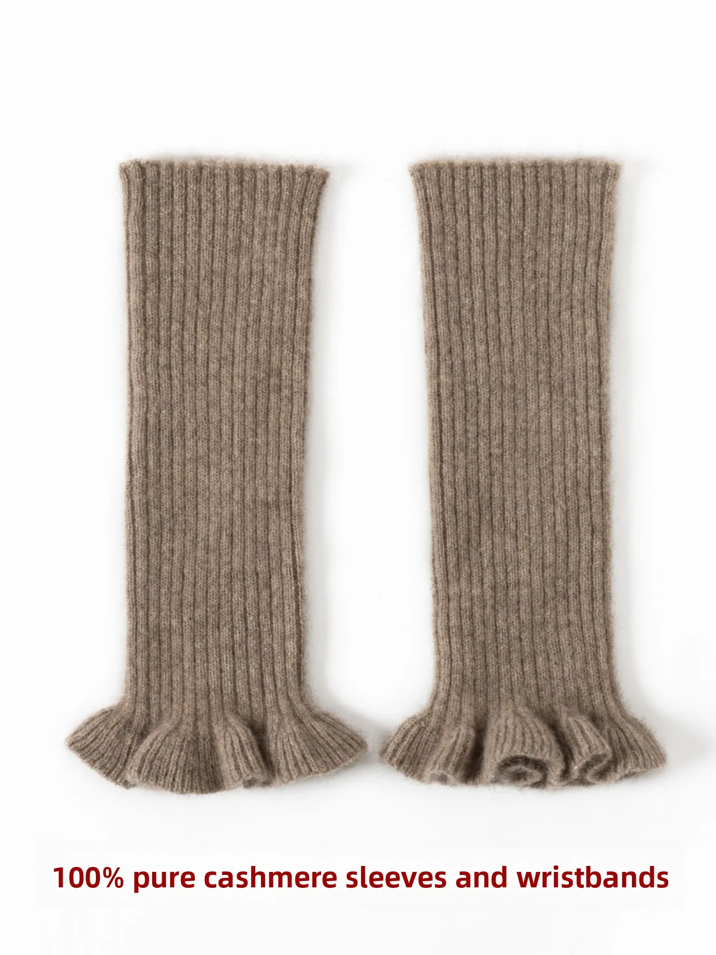 100-pure-cashmere-sleeve-covers-women's-long-warmth-protection-hand-warmer-faux-sleeve-wood-grain-knitted-sweater