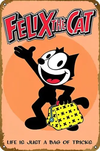 Felix The Cat Bag of Tricks Comic Metal Sign  Look Dominic Wall Decor Poster