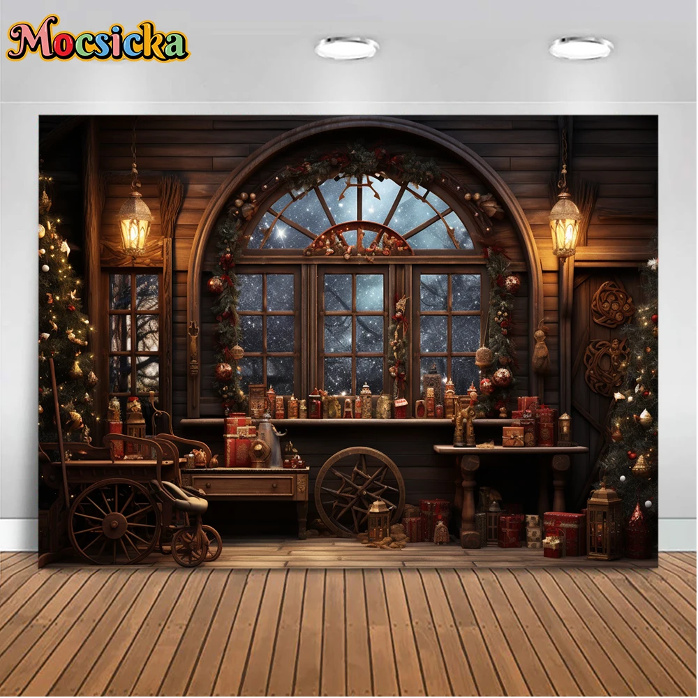 Mocsicka Weihnachten Winter Fotografie Hintergrund Weihnachts baum Sternen himmel Thema Urlaub Party Familie Kinder Foto Hintergründe Studio