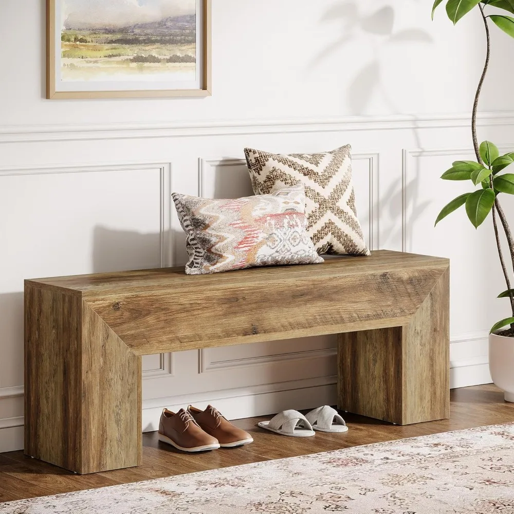 

Tribesigns 47'' Wooden Entryway Bench, Farmhouse Entry Bench Seat, Indoor End of Bed Bench with Storage Capability for Living Ro