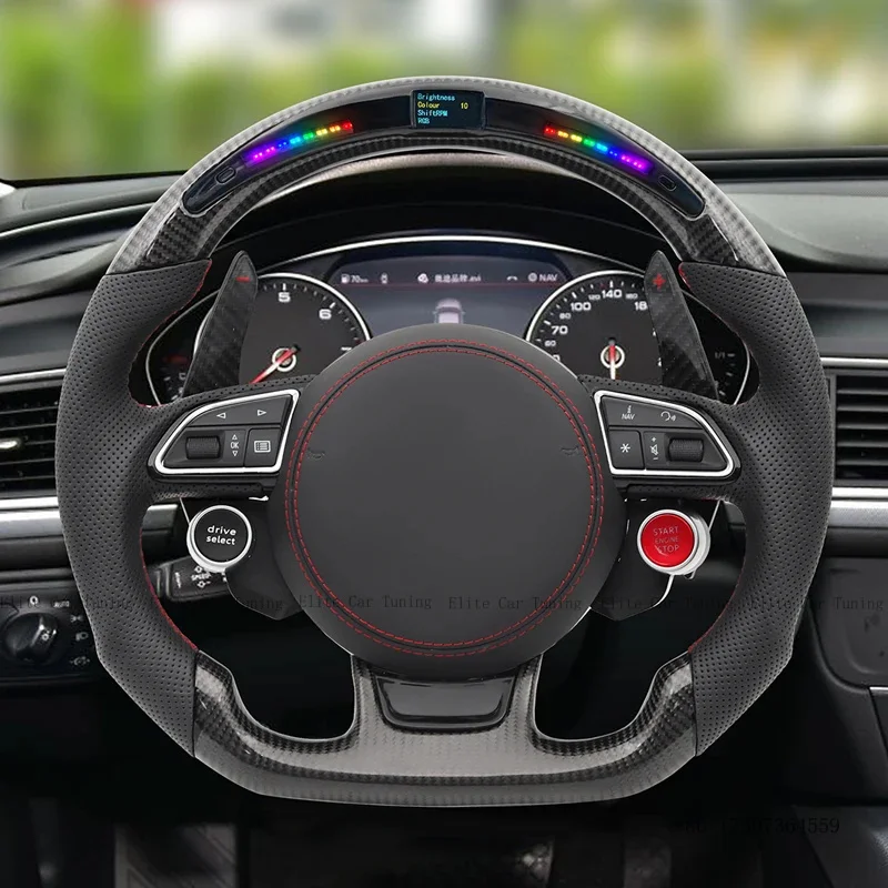 LED Carbon Car Steering Wheel with Drive Select 2 Button for Audi A3 A4 A5 A6 A7 A8 S8 Q3 Q5 Q7 S3 S4 S5 S6 S7 TT R8 RS3 RS4
