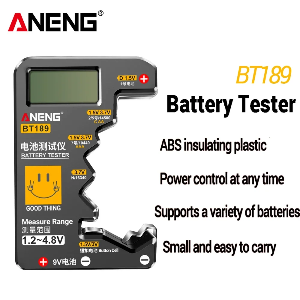

ANENG BT189 Universal Battery Tester, for 1.5V 3V C AA AAA D N 9V 6F22 Button Cell Batteries Indicator Electric Tools