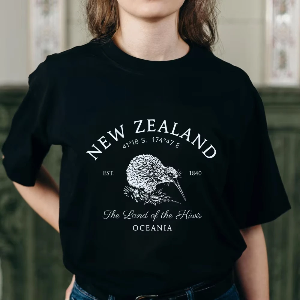 New Zealand Kiwi Bird Coordinate Vintage T-Shirt Oceania Travel Souvenir Print Tee Country Pride Casual Men Women Cotton Tops