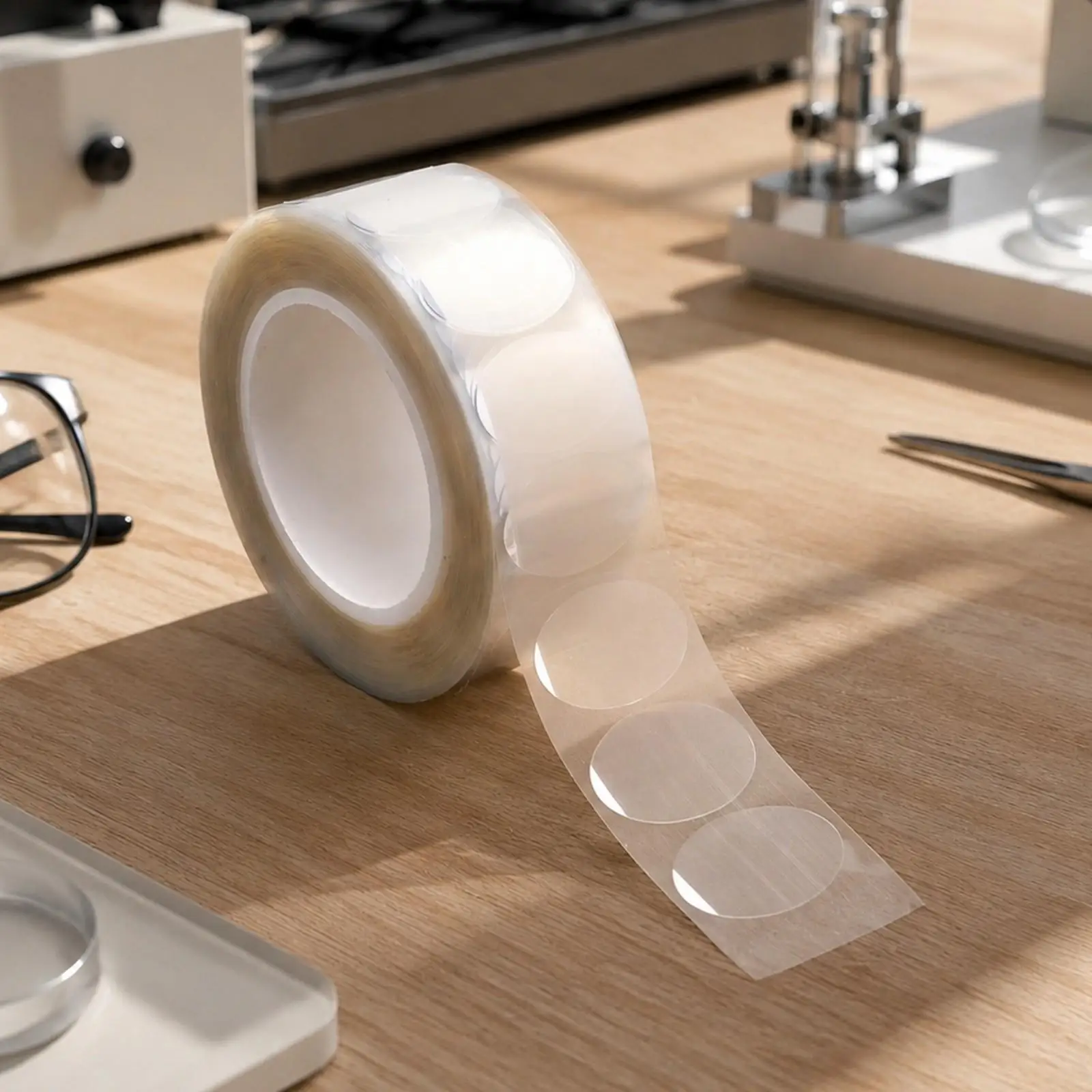 Oval PE Adhesive Eyewear Sticker Anti Slip Lens Grinding Pad for Eyeglass Repair and Optical Processing Use