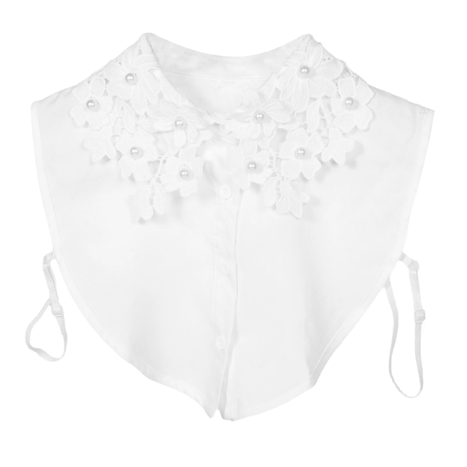 

Elegant Lace Hollowout Faux Collar For Women Soft Nylon Detachable Flower Half Shirt Collar Chiffon Lace Embroidery Casual