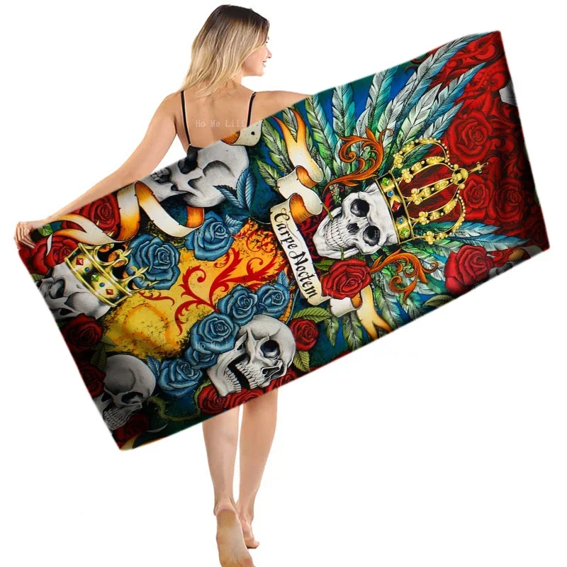 The King's Skull Has A Romantic Red Rose In Its Mouth Quick Drying Towel By Ho Me Lili Fit For Yoga