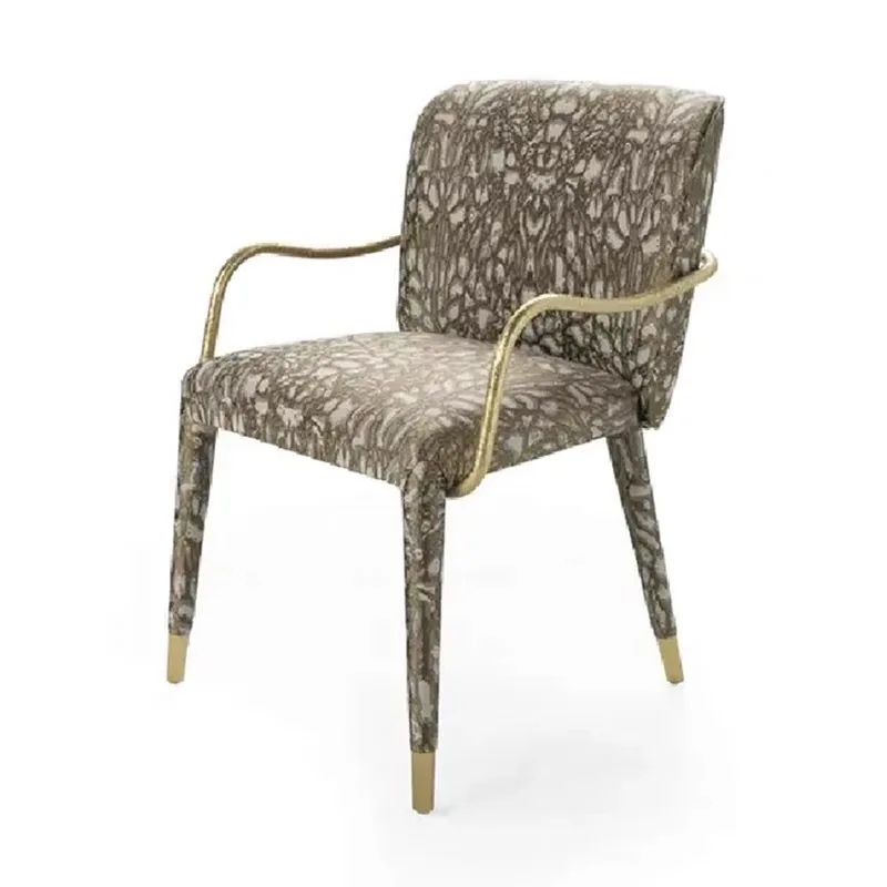 Solid Copper Frame Dining Chair: Sculptural Armchair for Luxury Villa & Model Home Interiors