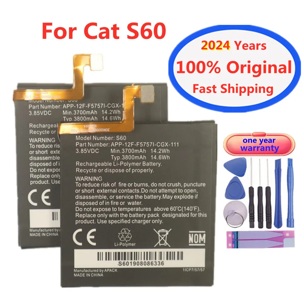 2024 Years High Quality CatS60 Original Battery For Caterpillar Cat S60 APP-12F-F57571-CGX-111 3800mAh Phone Batteries Bateria