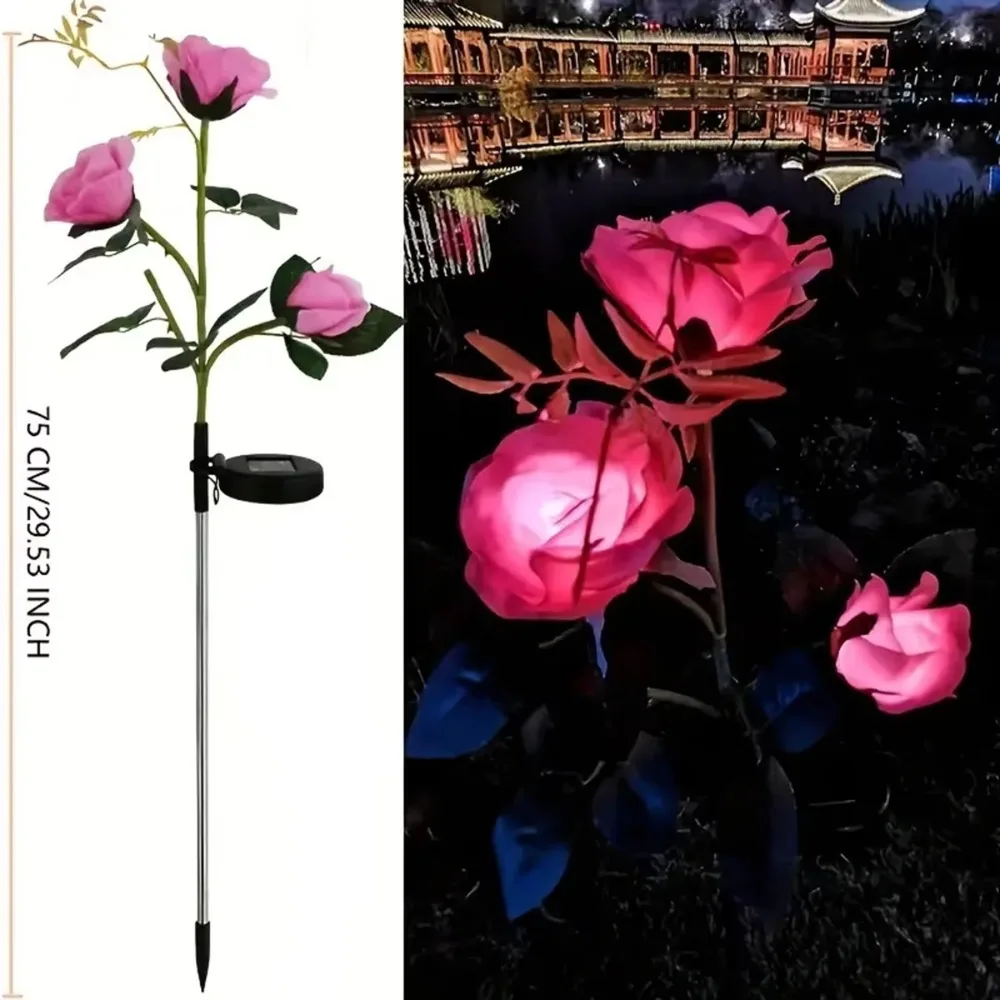 

Plug-in Rose LED Solar Light Waterproof Simulation Flower Outdoor Solar Garden Light Swaying Decoration Solar Flower Lamp Lawn
