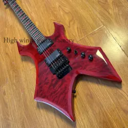 Solid Warlock Extreme red quilted maple top electric guitar Floyd Rose HH pickup -