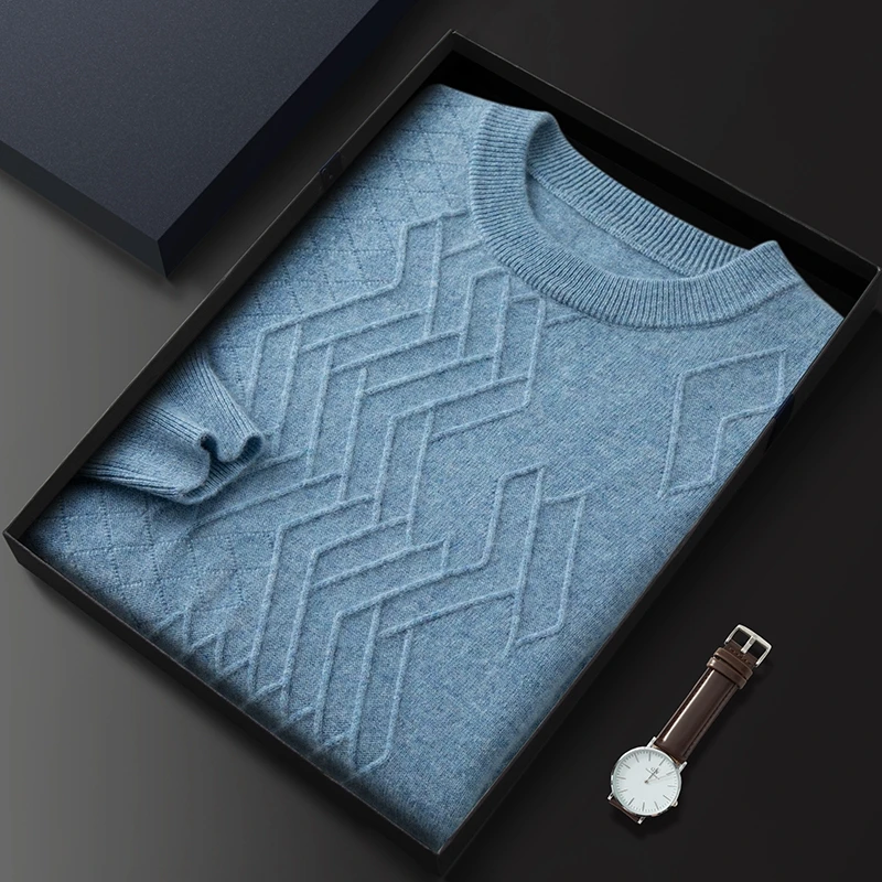 

Hot Sale Classic Men Pullover 100% Cashmere Sweater 2023 Autumn Winter O-Neck Long Sleeve Solid Color Warm Jumper Men's Sweaters