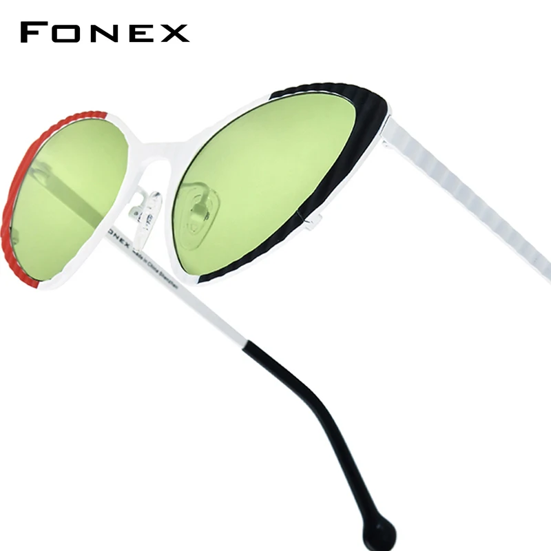 

FONEX Titanium Sunglasses Women New in Trendy Brand Design Cateye Polarized Sun Glasses High-end Japanese Cat Eye Shades 85850