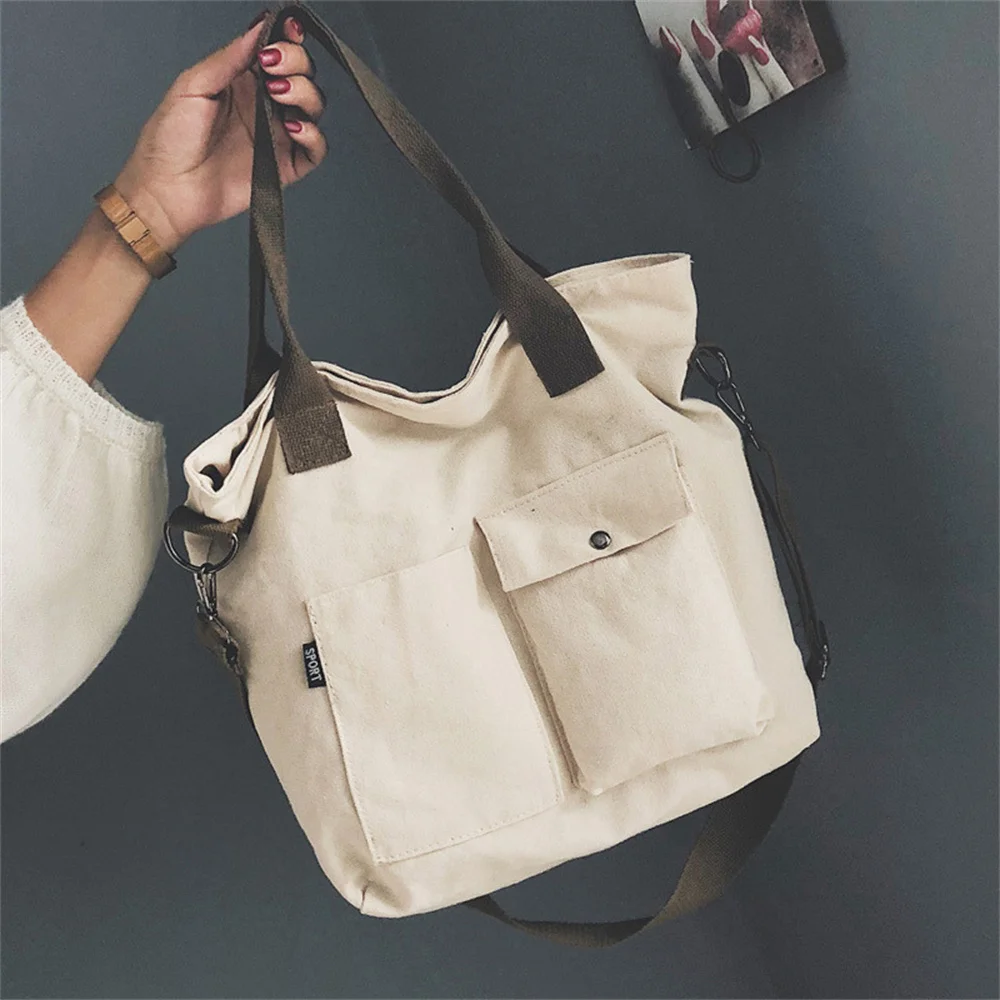 Bolsa escolar de lona de grande capacidade para mulheres, bolsa de ombro único, crossbody, simplicidade, casual, universitária, japonesa, coreana, INS