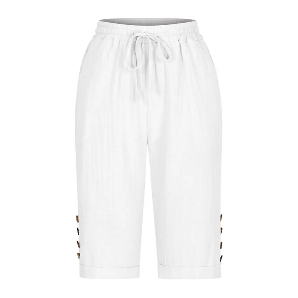 

Knee-length Pants Stylish Women's Summer Shorts Sports Pants with Adjustable Waistband Pockets for Casual Comfort Versatility