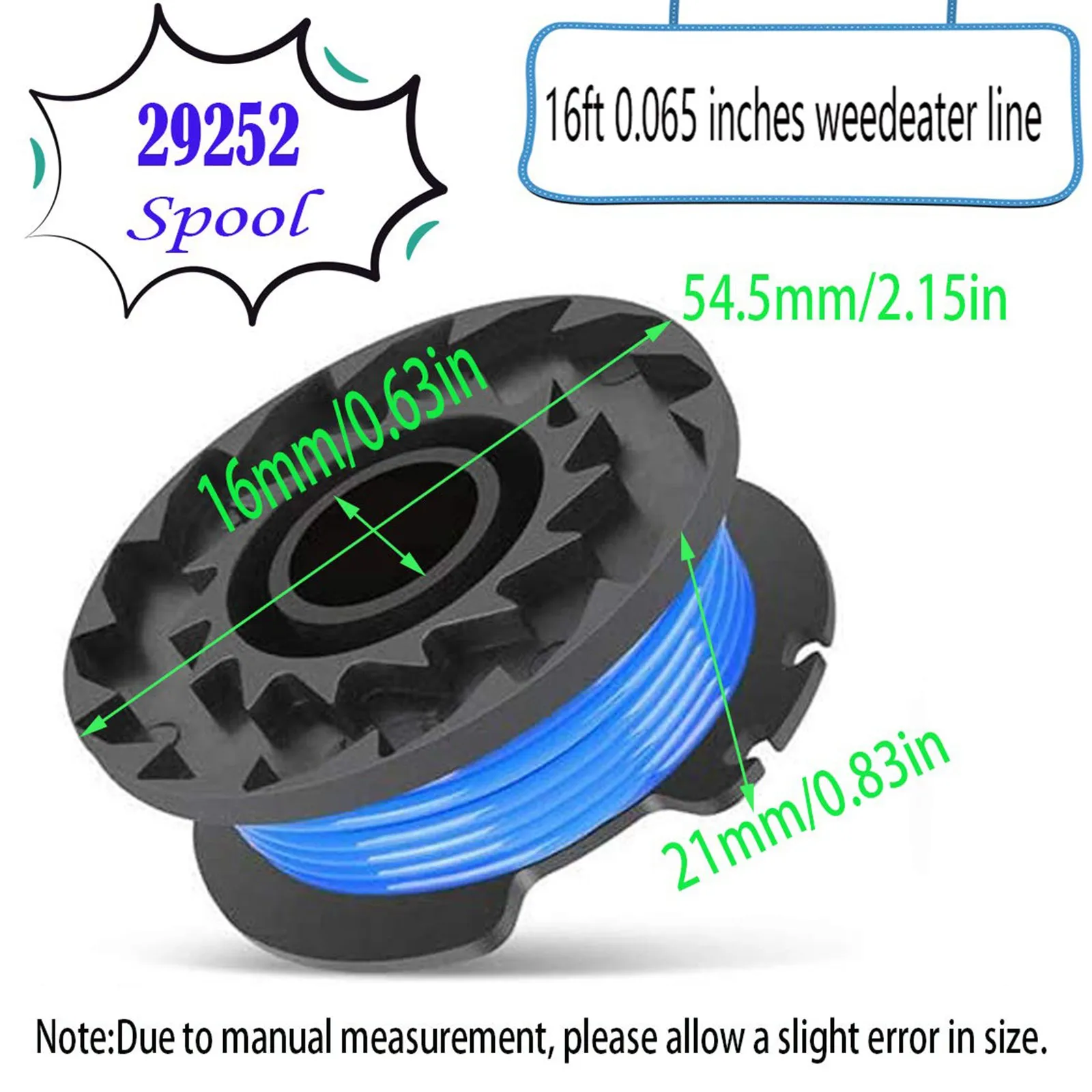 29252 29092 Línea de carrete de repuesto para cortadora inalámbrica Greenworks 24V 40V 80V Weed Eater (8 carretes, 2 tapas)