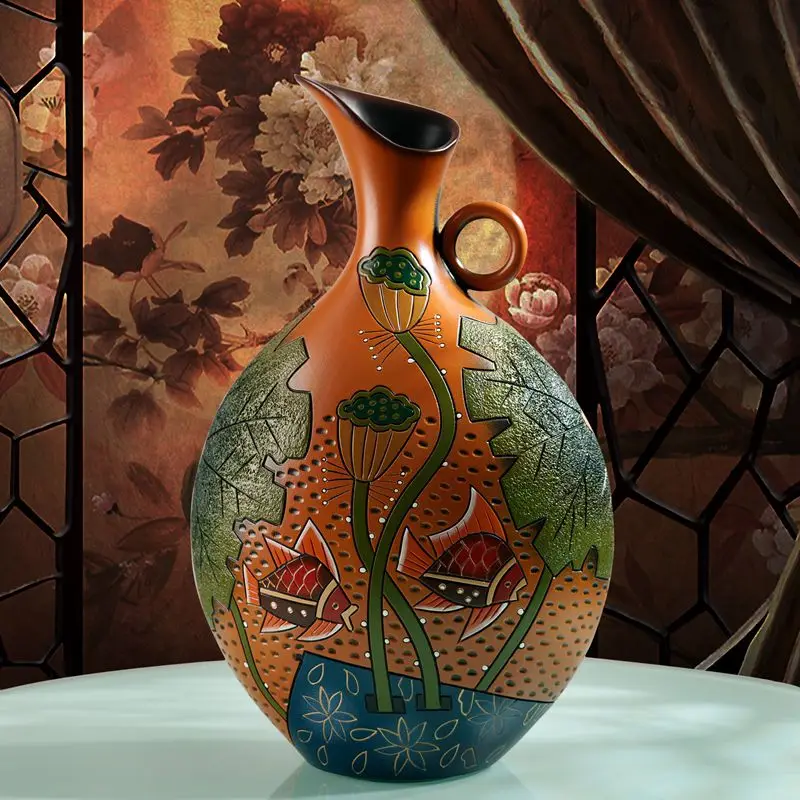 

Chinese Style Characteristic Living Room Ceramic Vase Home Wine Cabinet Decoration Performance Products Housewarming Gifts