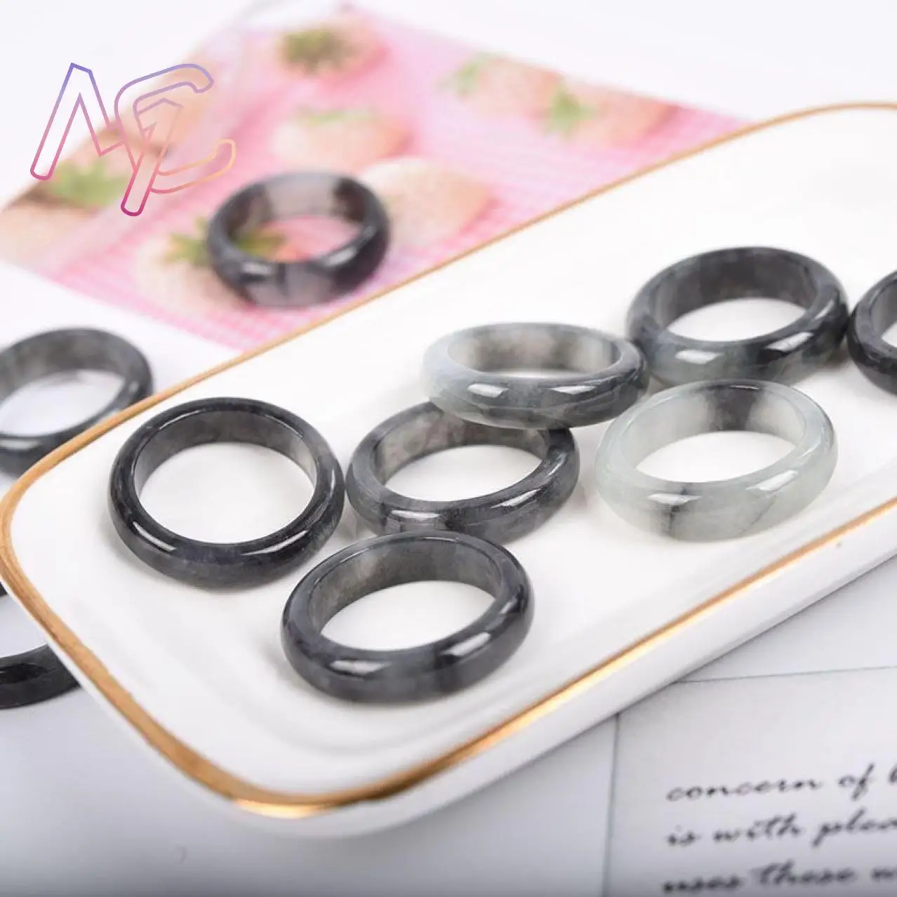 تميمة خاتم الجاديت المانمار الأسود منحوتة من الزمرد مجوهرات طبيعية أحجار كريمة من اليشم البورمي الحقيقي إكسسوارات مصممة أزياء فاخرة