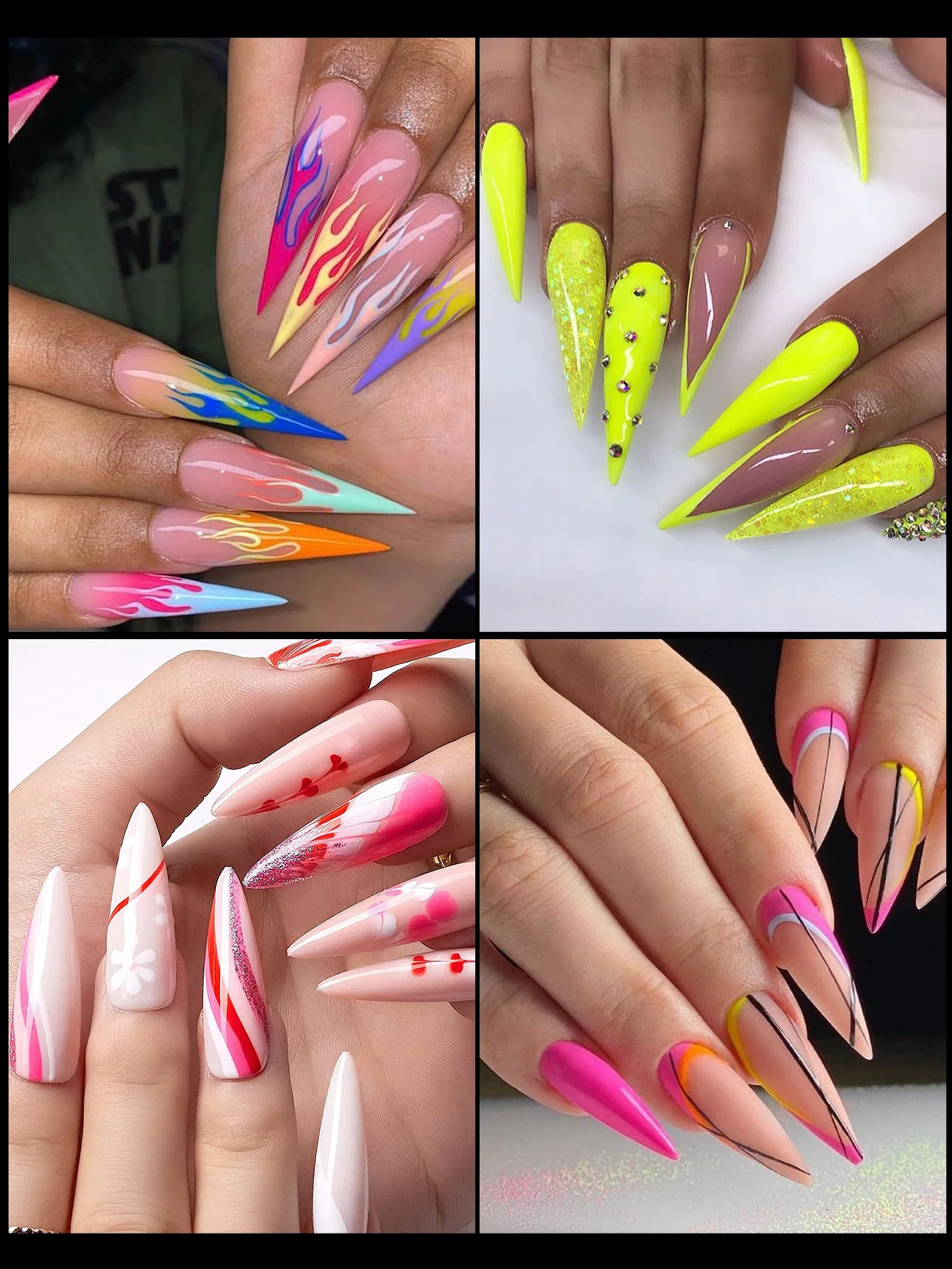 500pcs/box Stiletto Nail Tips Transparent False Press On Acrylic Nails Mixed Size Fake Nails DIY Manicure Extension Tools