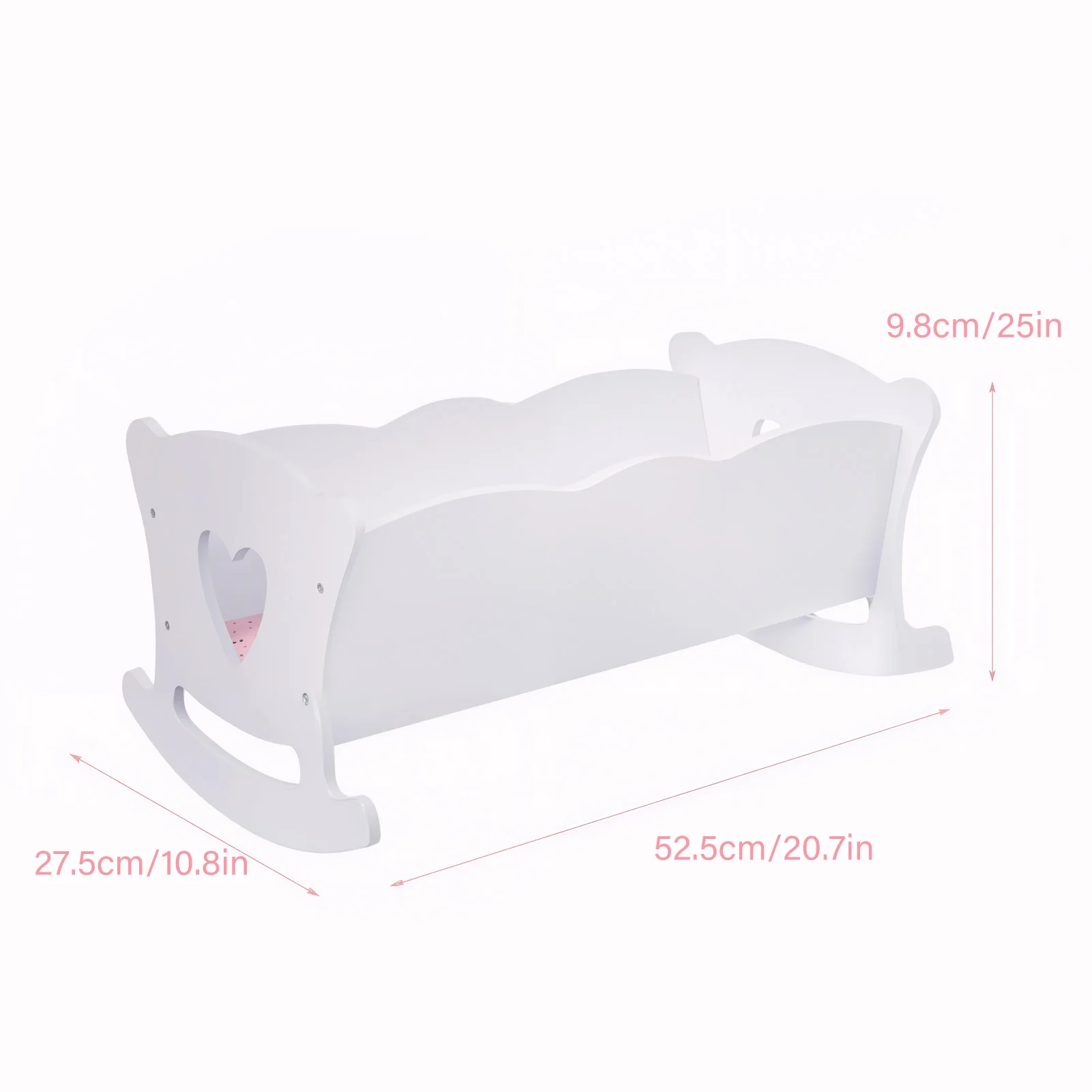 NOVO Brinquedo de Madeira para Bonecas, Berço de Boneca de Madeira com Conjunto de Roupa de Cama Rosa para Bonecas de até 20 Polegadas