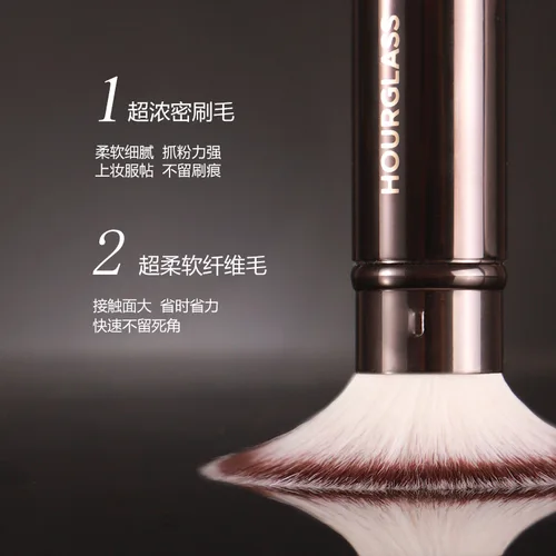 Imagen 2 del producto Brocha de doble punta para maquillaje, herramienta cosmética profesional con mango de metal y estuche