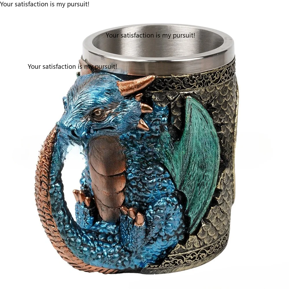 for Stores and Home Daily Decoration Vintage 3D Embossed Dragon Head Beer Mug Made of 304 Stainless Steel
