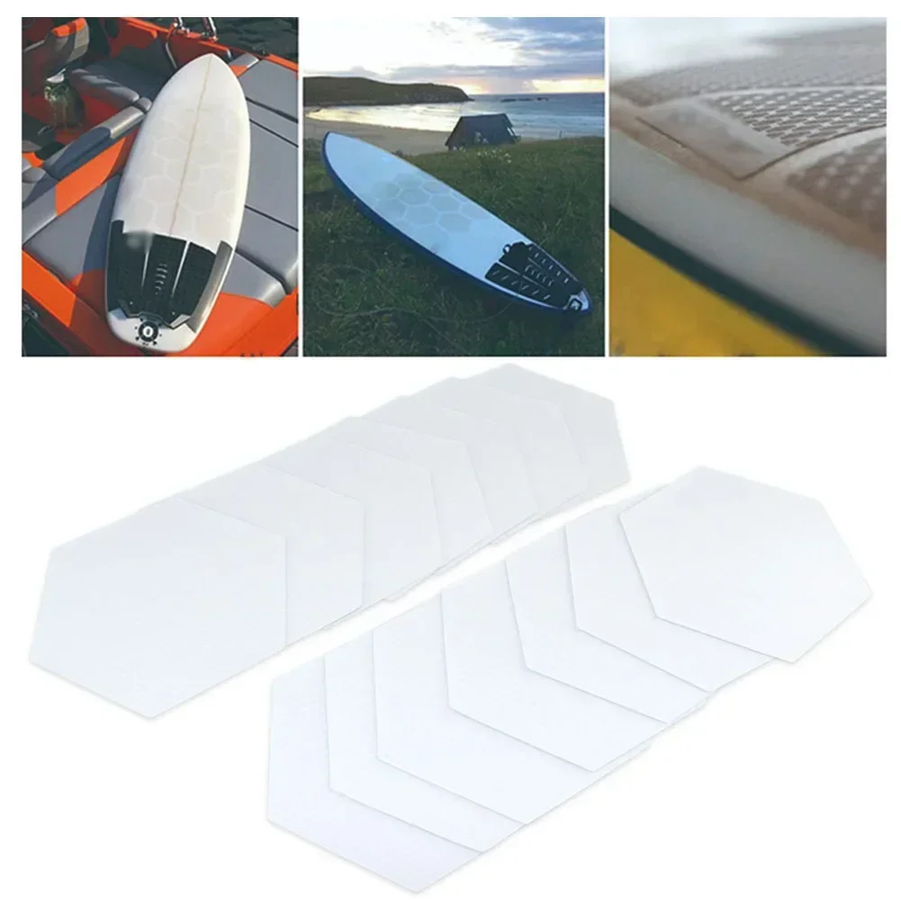 22Pcs Hexagon Surfboard Deck Pads Transparent Honeycomb-Deck Grip Surfing Traction Pad Traction Surfpad Non-Slip Stickers DIY