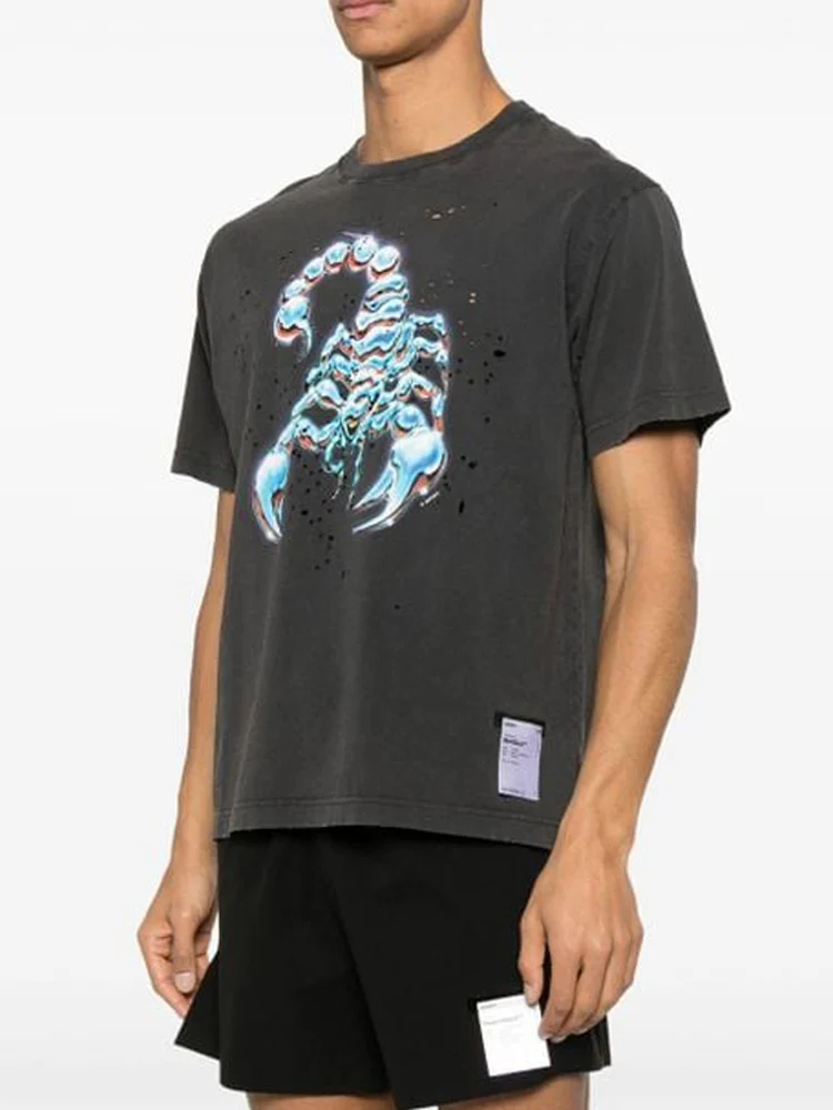 

Scorpio Pattern T-irt Vintage Sportswear Bla Top Youth Cotton Breathable ort Sve round Ne Regular Fit Streetwear