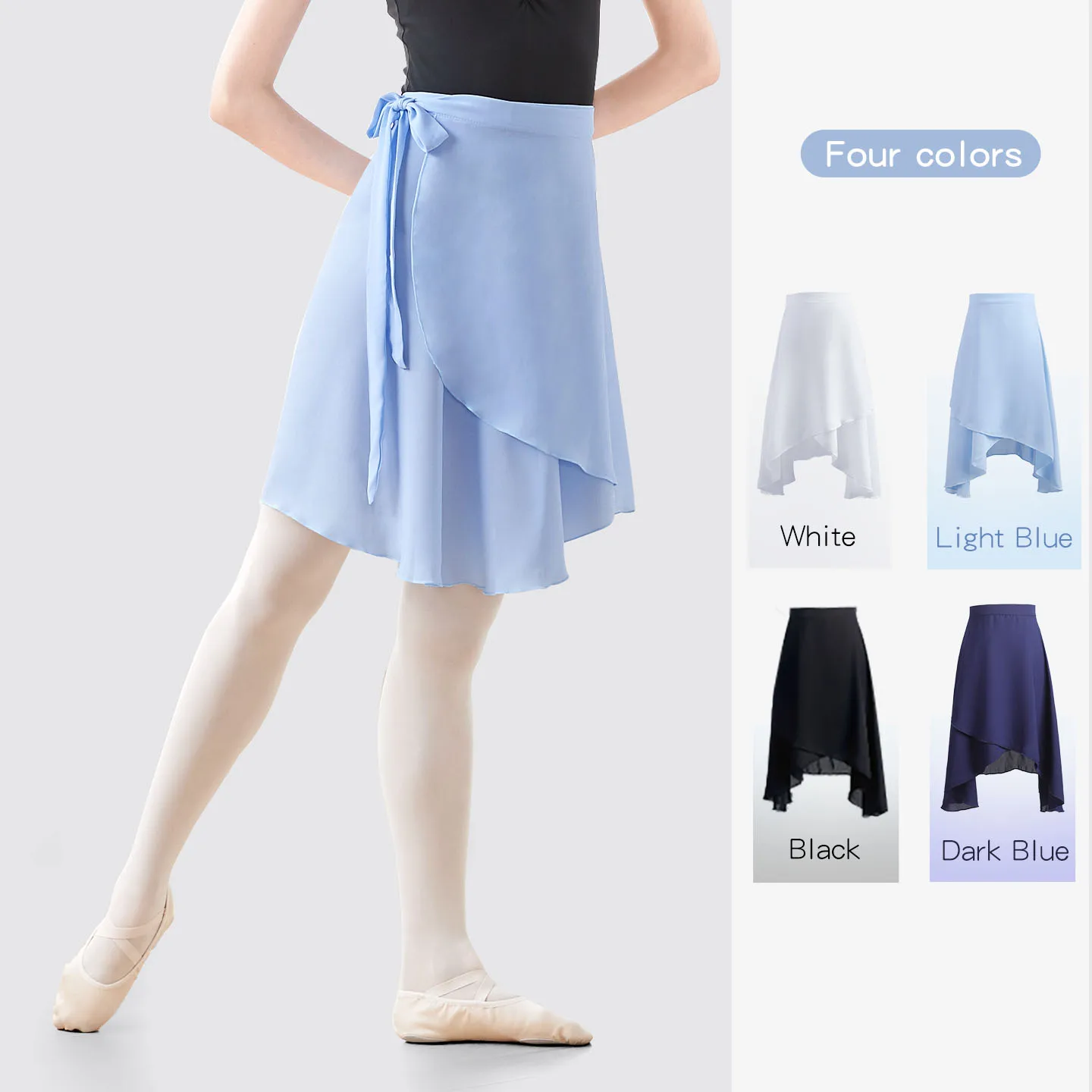 Ballettröcke für Damen und Mädchen, langer Wickelrock aus Chiffon, Ballett-Tanzkleid, Tüllröcke, Tanzkostüme aus Polyester mit Schnürung für Erwachsene