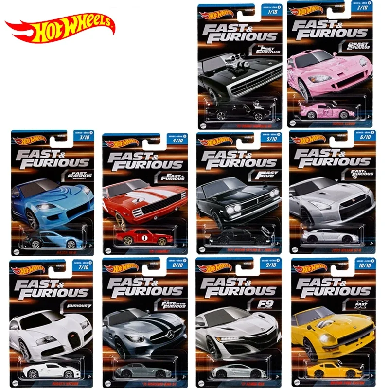 Original Hot Wheels Car Fast & Furious 1/64 Coche Toys for Boys Dodge Charger Nissan Skyline GTR Bugatti Veyron Gift