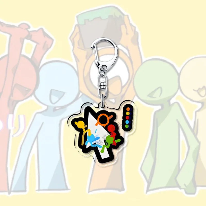 Alan Becker Anime KeyChain Women Key Chain for Men Key Ring Acrylic Car Keyring Party Pendant Japan Cos Girls Gift Pendant view 3