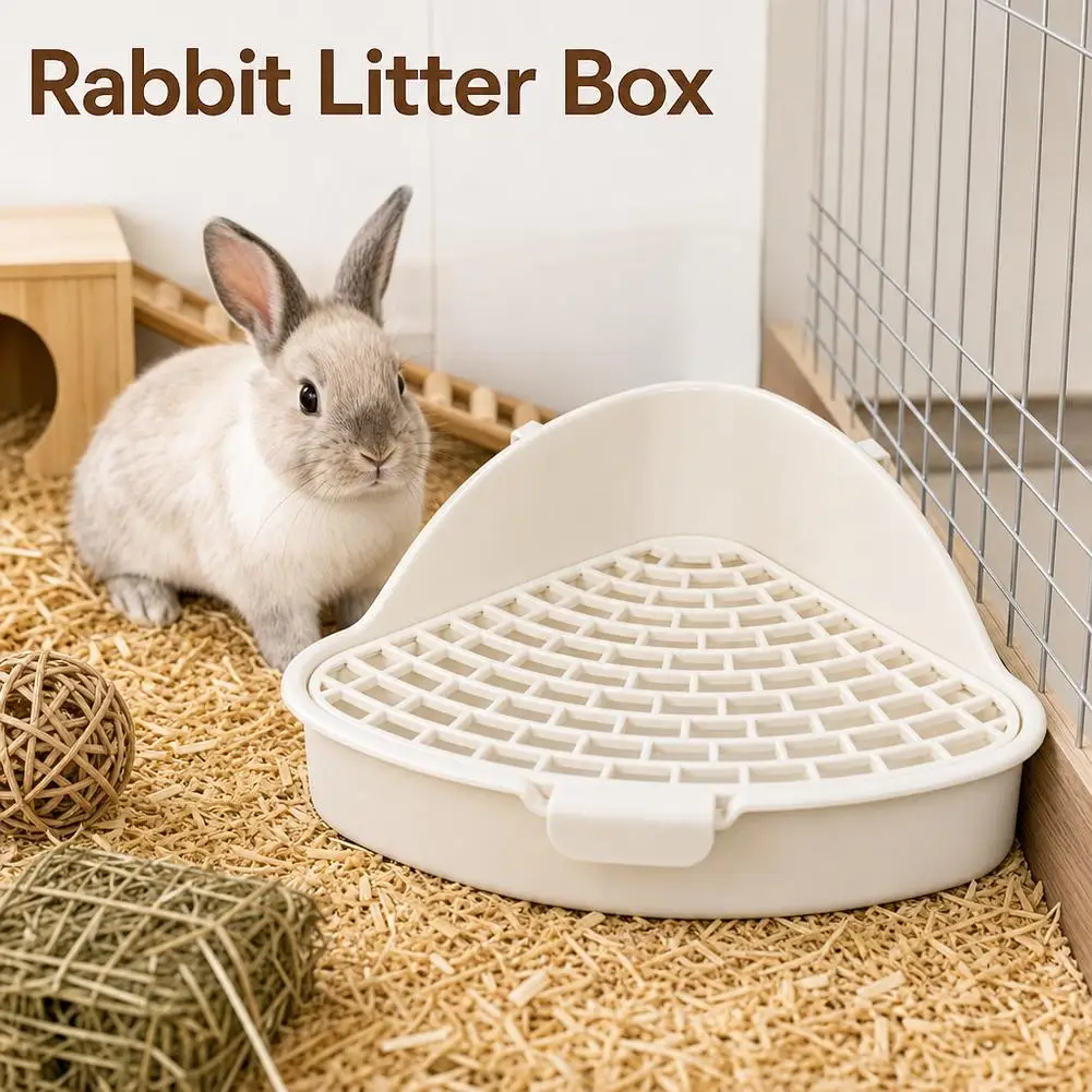 Tragbare dreieckige Kaninchenstreuablage, Reinigungszubehör für kleine Haustiere, Toilettentrainer aus Kunststoff, abnehmbare Hamstertoilette ﻿ – Detail 8
