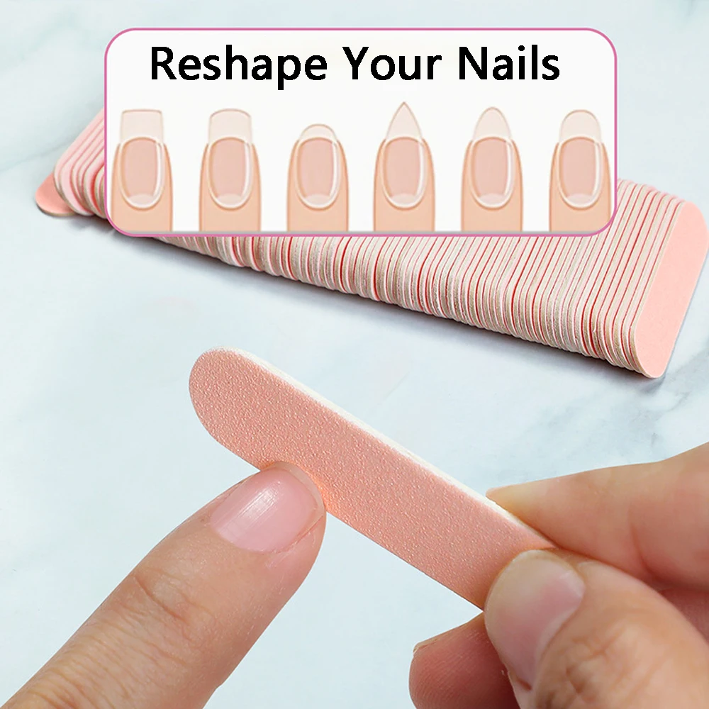 50/100/200 Stück Mini-Nagelfeilen 100/180 Doppelseitige Nagelfeilen für Maniküre, Pediküre, Nagelkunst, Polieren und Formgebung – Detail 4