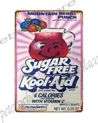 business plaques 1989 Mountain Berry Punch Sugar free Kool-Aid metal tin sign