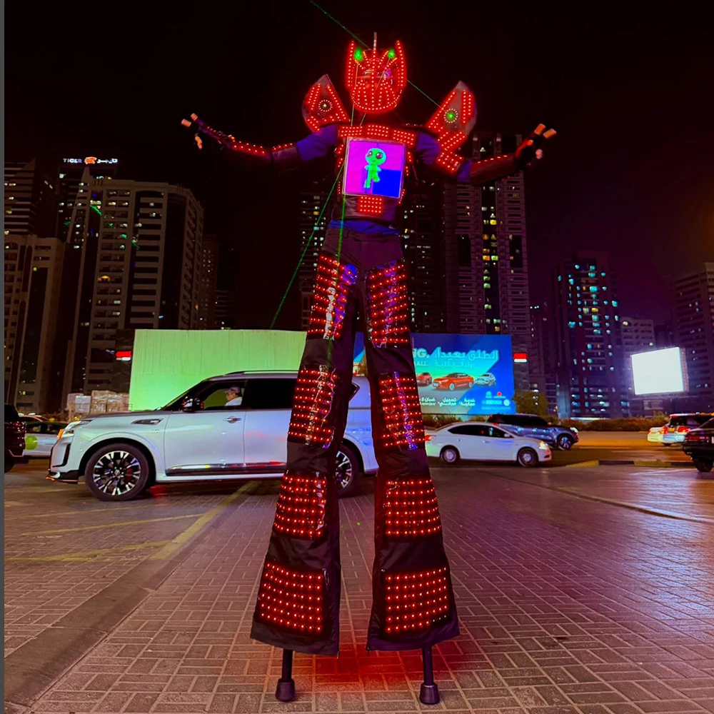 Dancer LED Robot Costume for Men Light up Bluetooth Suit with Remote Control Multi Modes for Stage Performance And Halloween